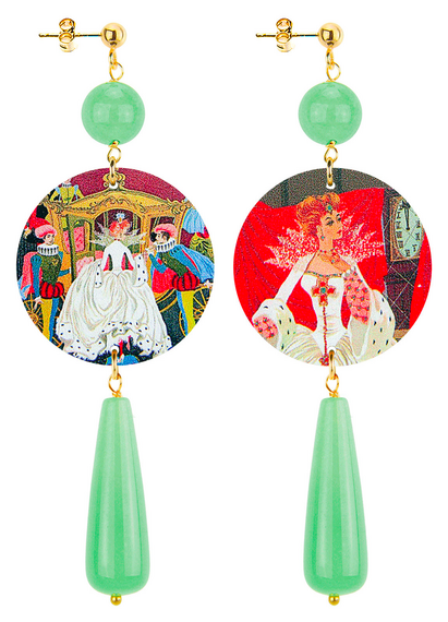 Orecchini Cenerentola Goccia Lunga Verde Giada - Lebole Maison