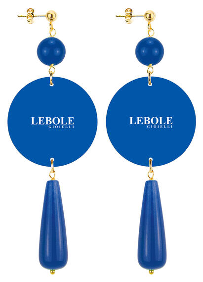 Blue Flower Earrings With Long Blue Drop - Lebole Maison