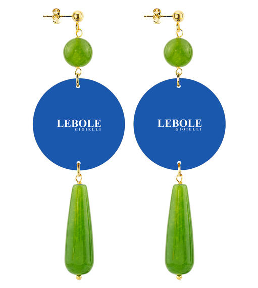 Orecchini Fiore Blu Goccia Lunga Verde Oliva - Lebole Maison