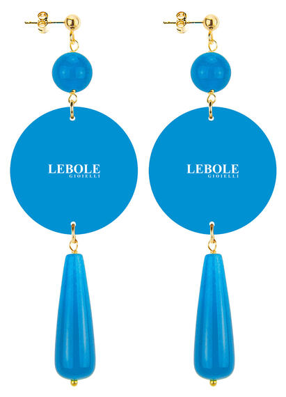 Long Blue Drop Flower Earrings - Lebole Maison