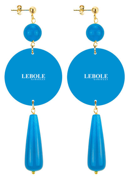 Orecchini Fiore Azzurro Goccia Lunga Azzurro - Lebole Maison