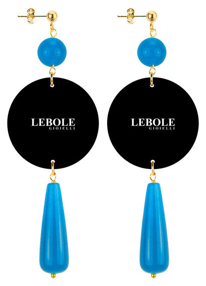 Orecchini Maculato Goccia Lunga Azzurro - Lebole Maison