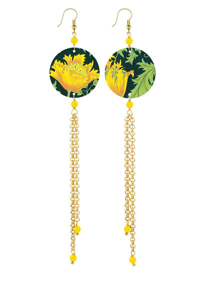 Orecchini Lunghi Fiore Giallo Piccolo Giallo - Lebole Maison