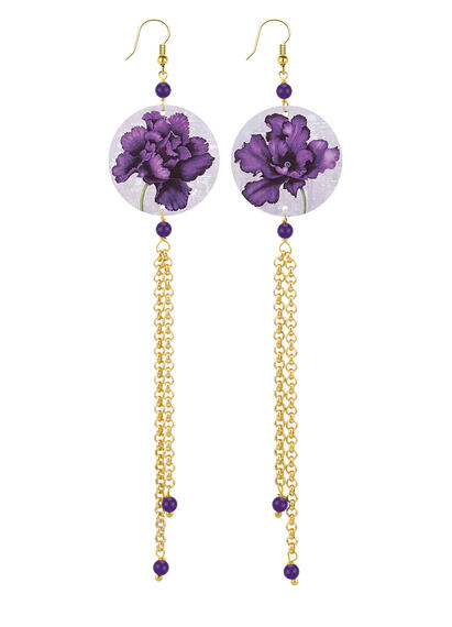 Orecchini Lunghi Fiore Viola Piccolo Viola - Lebole Maison