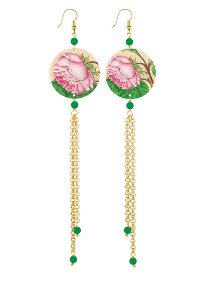 Orecchini Lunghi Rosa Piccolo Verde - Lebole Maison
