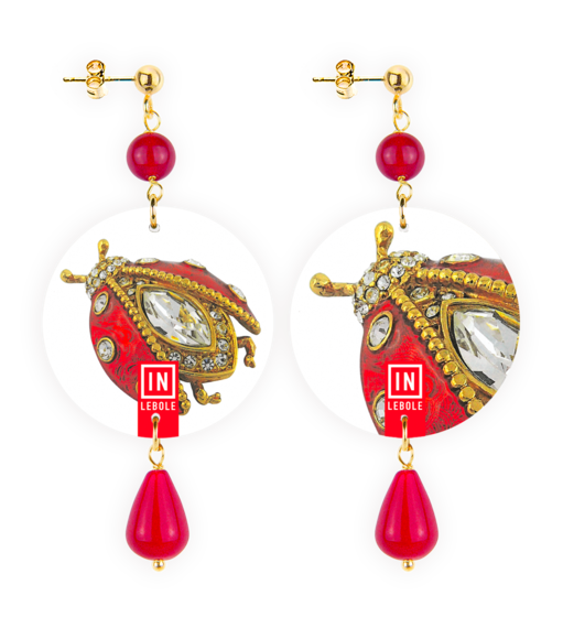 Small Earrings Ladybug Jewel Ruby - Lebole Maison