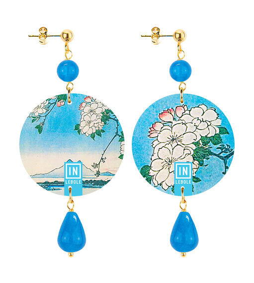 Small Blue White Flower Earrings - Lebole Maison