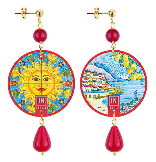 Small Earrings Sun Ruby - Lebole Maison