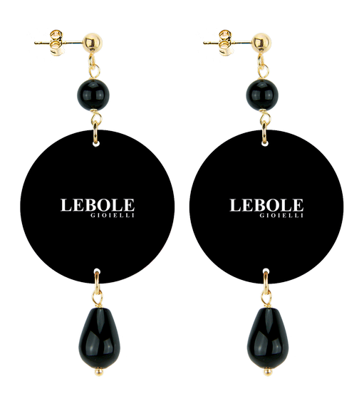 Small Earrings Pink Flower Black - Lebole Maison