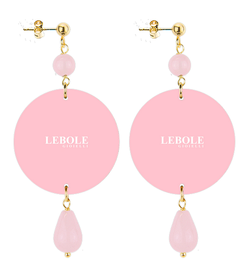 Small Earrings Rose Flower Pink - Lebole Maison