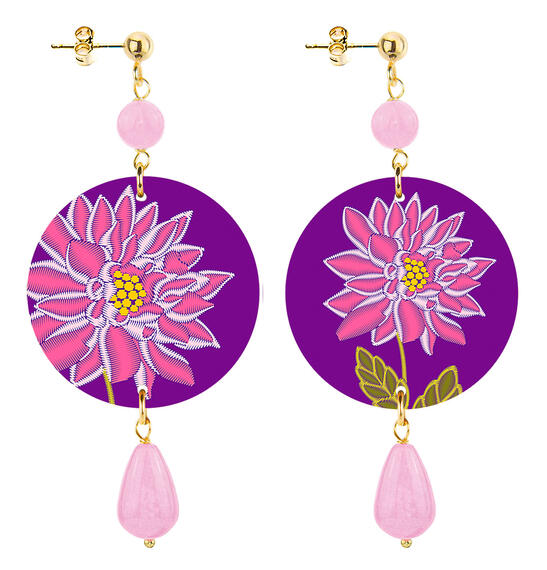 Orecchini Fiore Viola Piccolo Rosa Fluo - Lebole Maison
