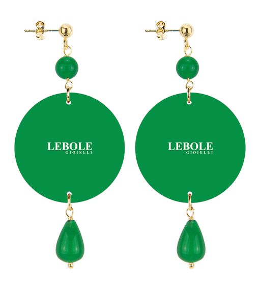 Small Earrings Red Flower Green Stone - Lebole Maison