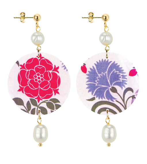 Orecchini Fiore Rosso E Blu Piccolo Perla - Lebole Maison