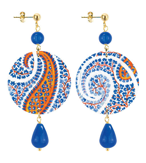 Orecchini Fiore Arancio Piccolo Blu - Lebole Maison