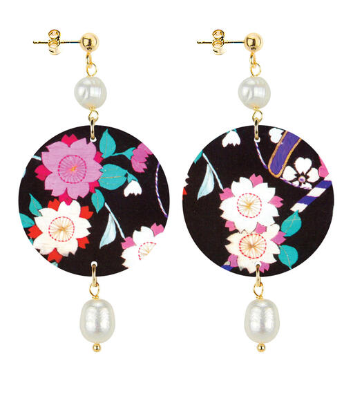 Orecchini Fiore Bianco E Rosa Piccolo Perla - Lebole Maison