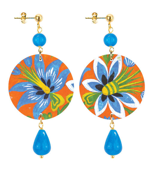 Orecchini Fiori Piccolo Azzurro - Lebole Maison