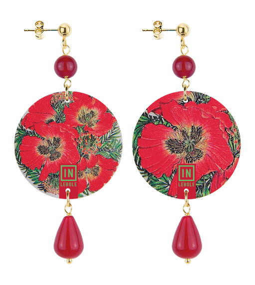 Small Earrings Red Flower Ruby - Lebole Maison