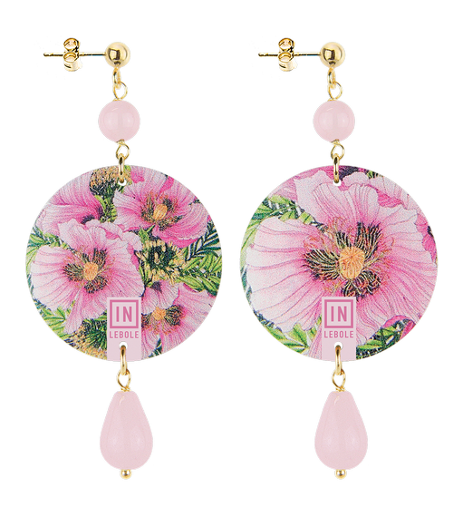 Earrings Rose Pink Flower Classic - Lebole Maison