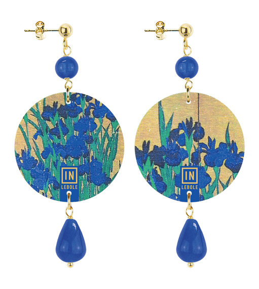 Earrings Gold Background Blue Classic - Lebole Maison