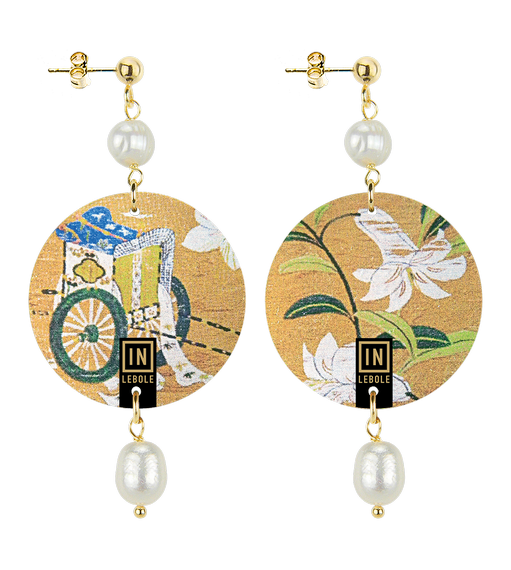 Small Earrings Gold Background Pearl - Lebole Maison