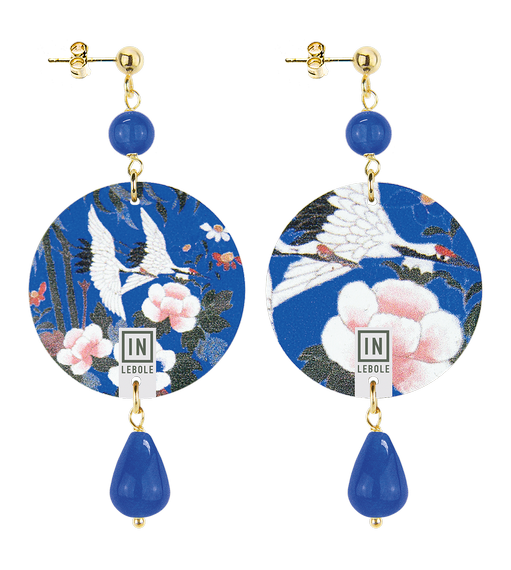 Small Earrings Blue Herons Blue - Lebole Maison