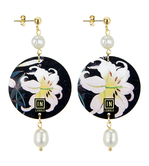 Small Earrings White Pearl Stone Flower - Lebole Maison