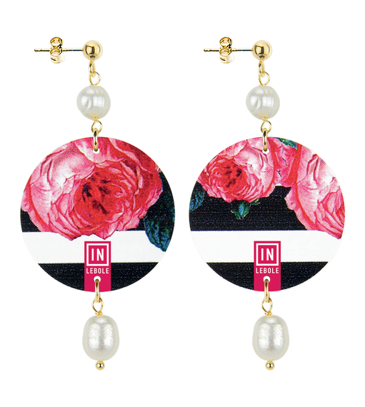 Small Earrings Rose Flower Pearl - Lebole Maison