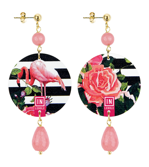 Small Earrings Pink Faceted Pink Flower - Lebole Maison