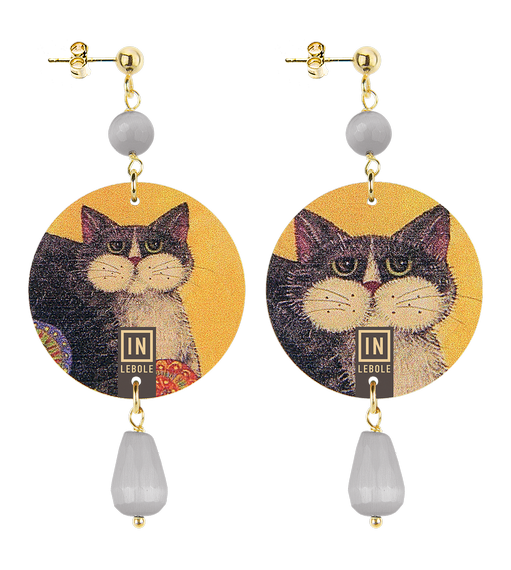 Small Gray Cat Earrings - Lebole Maison