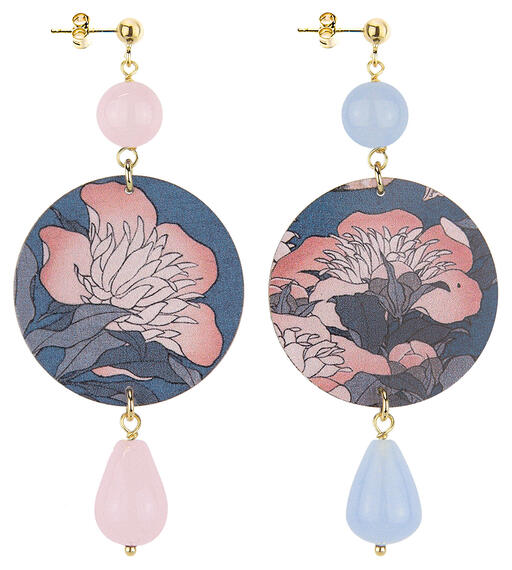 Orecchini Fiore Classico Rosa E Celeste - Lebole Maison