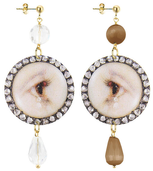 Orecchini Occhi Classico Trasparente E Marrone - Lebole Maison