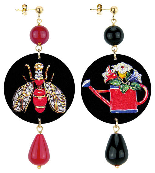 Orecchini Mosca Classico Rubino E Nero - Lebole Maison