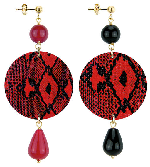 Orecchini Pitonato Classico Rubino E Nero - Lebole Maison