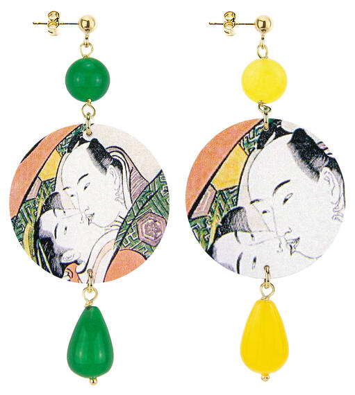 Orecchini Bacio Classico Verde E Giallo - Lebole Maison