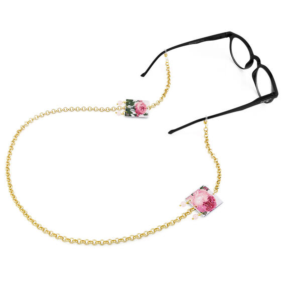 Catena Porta Occhiali Peonia Rosa Verde Giada - Lebole Maison