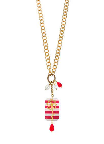 Collana Doppia Quadrifoglio Righe Rubino - Lebole Maison