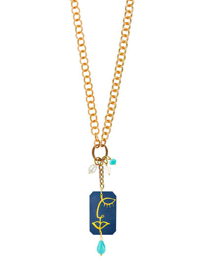Collana Doppia Viso Jeans Azzurro - Lebole Maison