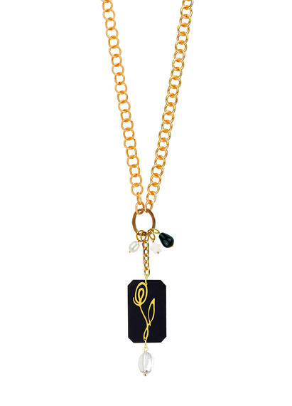 Collana Doppia Fiore Plexi Nero - Lebole Maison