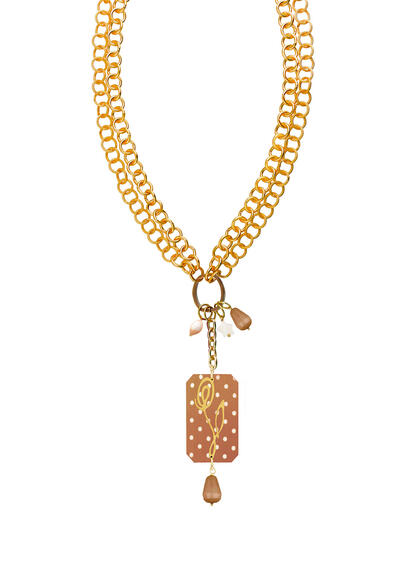 Collana Doppia Fiore Pois Marrone - Lebole Maison