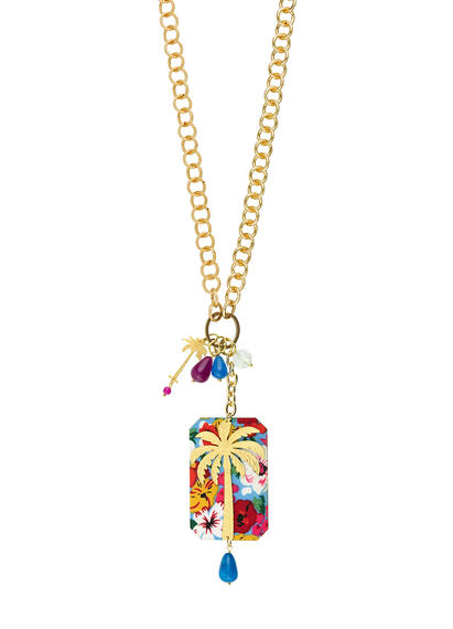 Collana Doppia Palma Fiore Blu - Lebole Maison