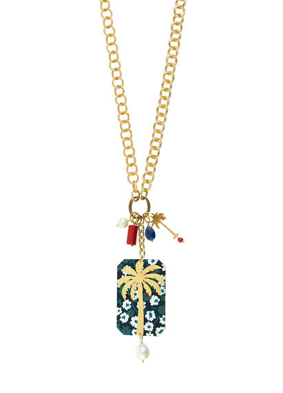 Collana Doppia Palma Fiore Perla - Lebole Maison