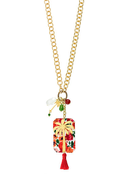 Collana Doppia Palma Fiore Rubino - Lebole Maison