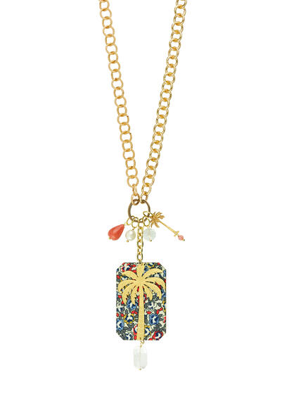 Collana Doppia Palma Fiore Trasparente - Lebole Maison