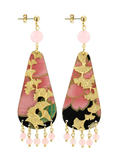 Orecchini Ginkgo Tralcio Piccolo Rosa - Lebole Maison