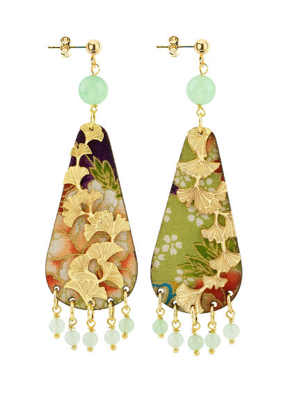 Orecchini Ginkgo Tralcio Piccolo Verde Giada - Lebole Maison
