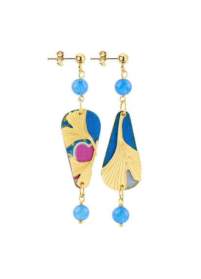 Orecchini Ginkgo Ventaglio Mini Azzurro - Lebole Maison