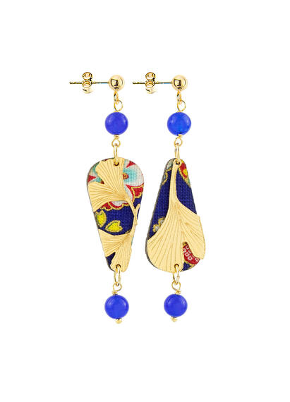 Orecchini Ginkgo Ventaglio Mini Blu - Lebole Maison