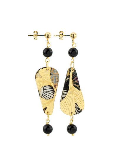 Orecchini Ginkgo Ventaglio Mini Nero - Lebole Maison
