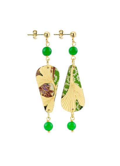 Orecchini Ginkgo Ventaglio Mini Verde - Lebole Maison