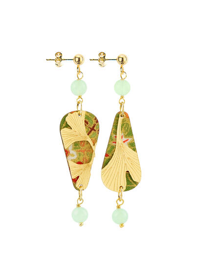 Orecchini Ginkgo Ventaglio Mini Verde Giada - Lebole Maison